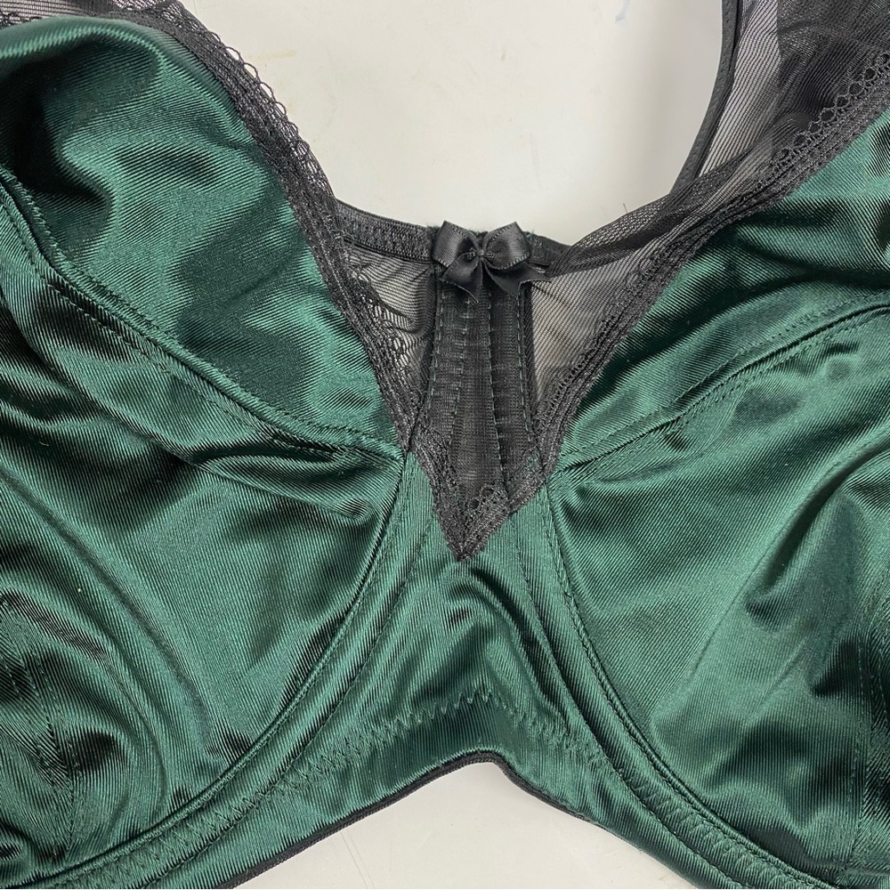 Goddess Keira Banded Underwire Bra Green Black GD6090 36M Satin - Picture 7 of 7